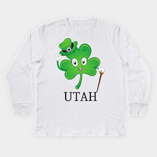 St Patrick&#39;s  Irish Shamrock Utah, Irish Gift for Wife Kids Long Sleeve T-Shirt